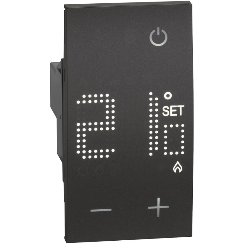 Termostato Ambiente Elettronico Living Now 230V 2 Moduli Nero - BTICINO KG4441